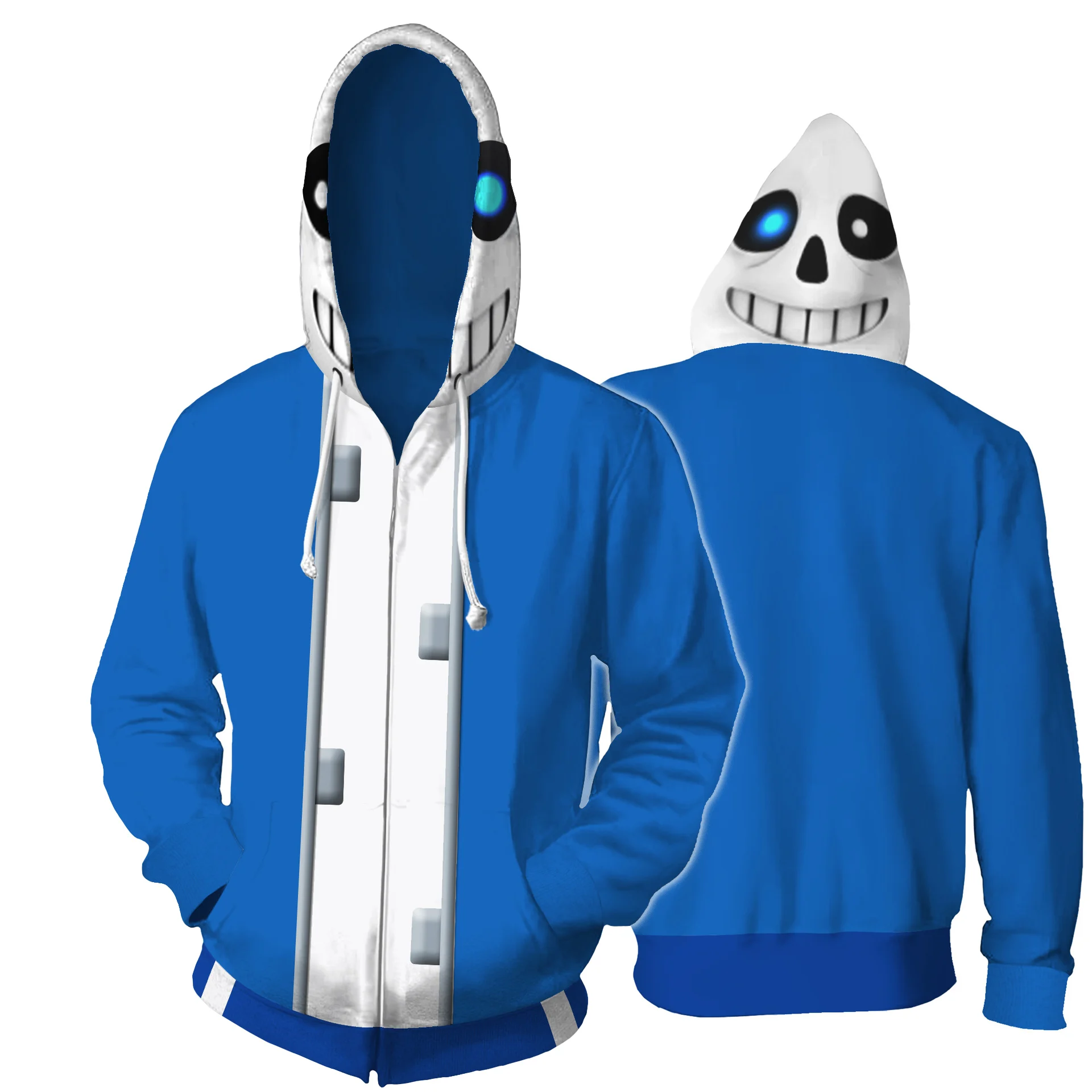 Новая голубая Толстовка Undertale Sans куртка на молнии с 3D принтом свитшот костюм для