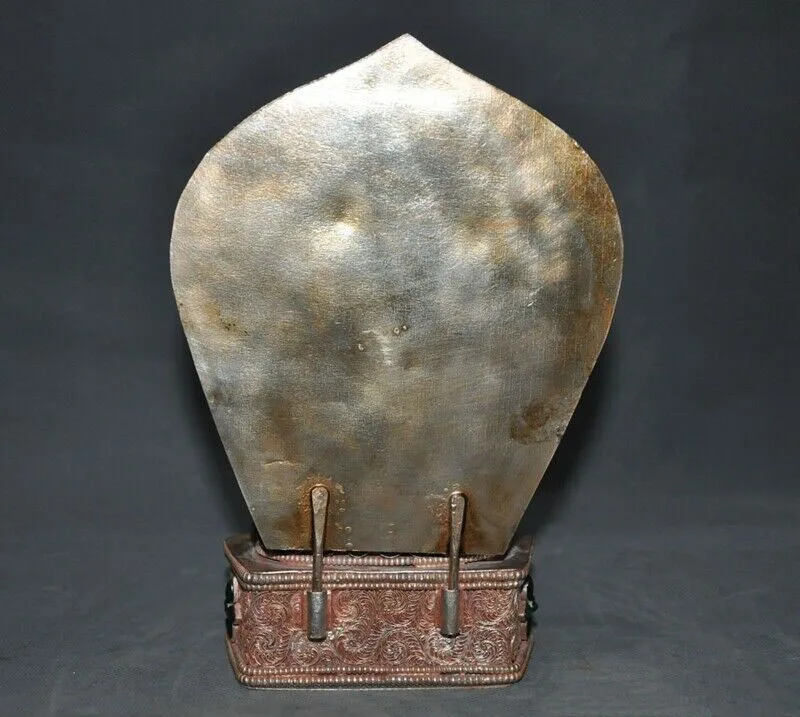 

wedding decoration Tibet lapis lazuli Filigree silver Gilt Inlay gem 4 arms Mahakala Buddha statue