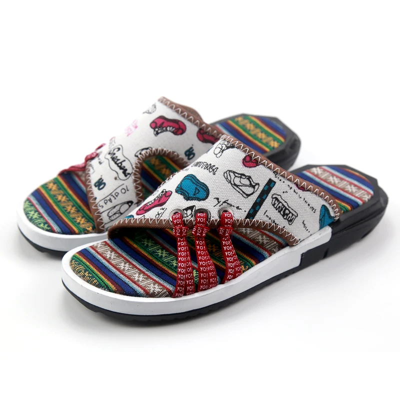 Шлепанцы мужские из Ткани в стиле ретро повседневные сандалии фольклорном