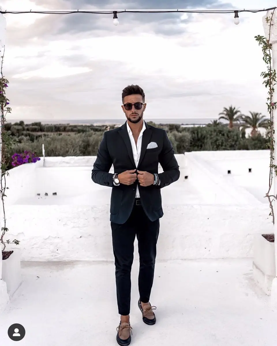 Мужской повседневный костюм для свадьбы черный блейзер жениха и выпускного