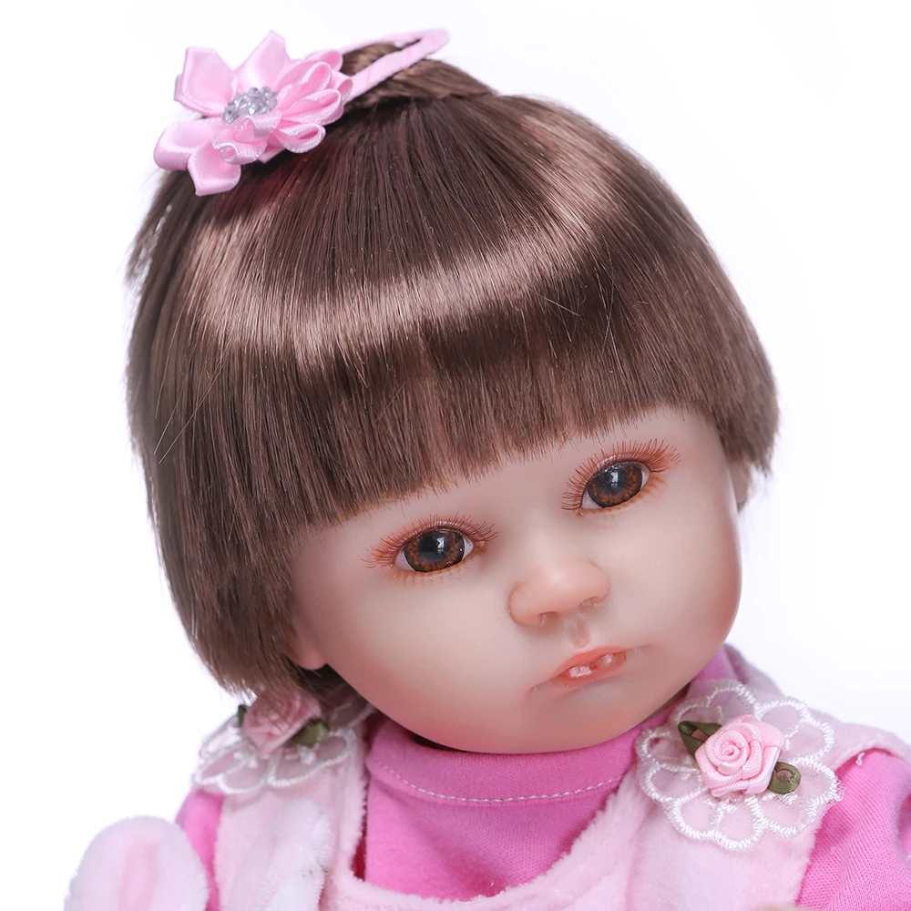 Decdeal 40 см Силиконовые Винил Reborn Baby Doll реалистичные глаза открытые Подарки Игрушка