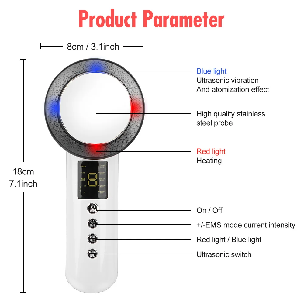 Ультразвуковое кавитационное косметическое устройство с ЖК-дисплеем 3 режима |