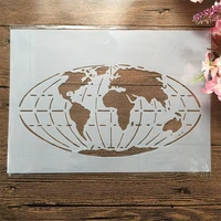 a4 29cm globe earth world map diy layering stencils wall painting scrapbook embossing hollow embellishment printing lace ruler
