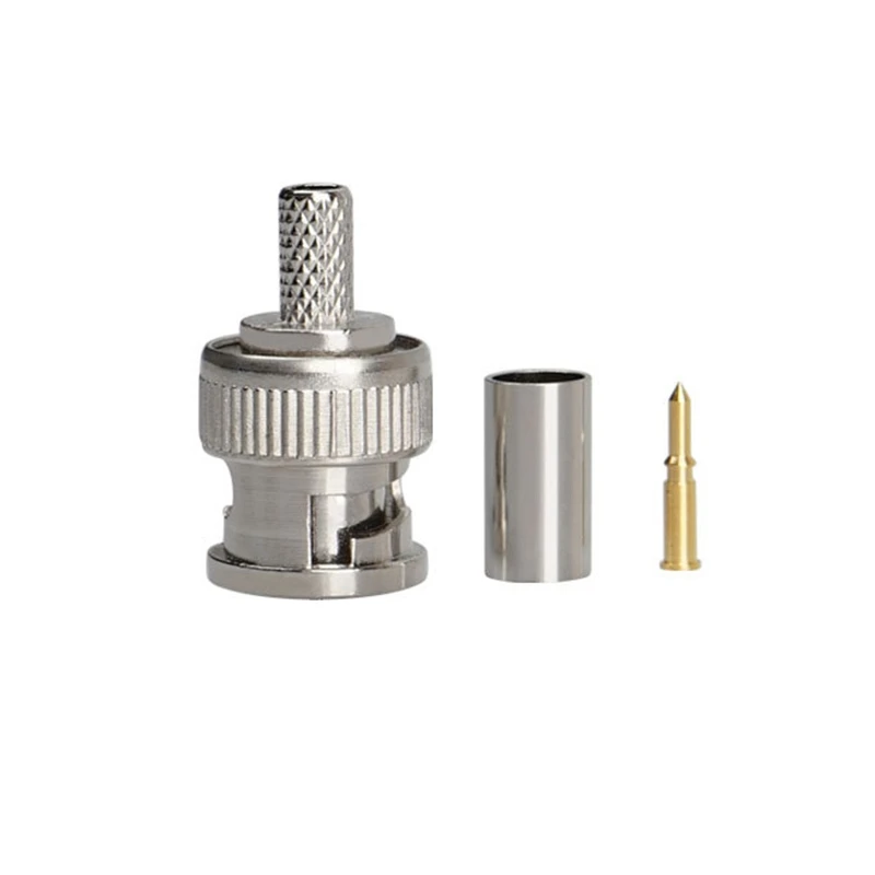 

50Pcs 3 in 1 CCTV Camera Coupler Crimp Connector Bnc Male Connector to Coax Rg59 Connector Cable Accessories H10