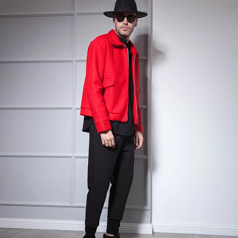 Мужское Короткое шерстяное пальто повседневное короткое приталенное в