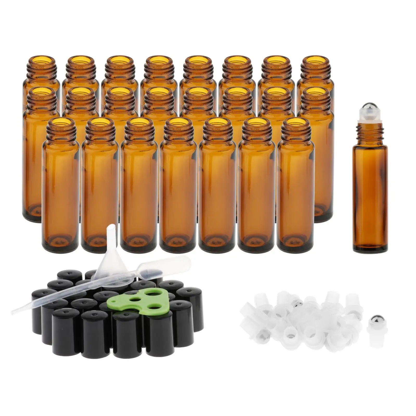 

24Pcs10ml Essential Oil Roller Bottles for Essential Oil Perfume Refillable Amber Glass Roll Bottles Empty Parfum Bottles Roller
