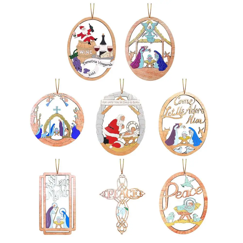 

Christmas Tree Wooden Hollow Out Pendant Decoration 8 Patterns Christmas Nativity Scene Ornament Christmas Decorations Tree Fo