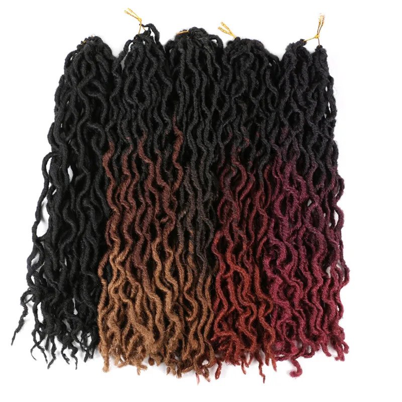 

Afro Goddess Faux Locs Crochet Hair 18''ombre Brown Gypsy Locs Hair for Black Women Dreadlocks Synthetic Braiding Hair Extension