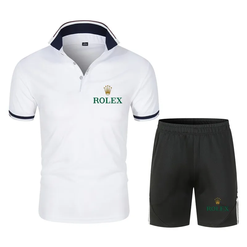 

Summer Men's Suit Fitness Suit Sports Suit Short-sleeved T-shirt + Shorts Quick-drying Polo Shirt Men's Print Jogging 2021 New