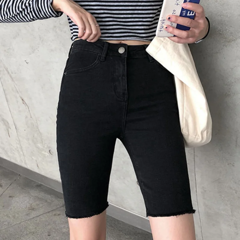 

4XL 2021 женские летние узкие короткие джинсовые брюки размера плюс шорты узкие джинсы-карандаш брюки до колен