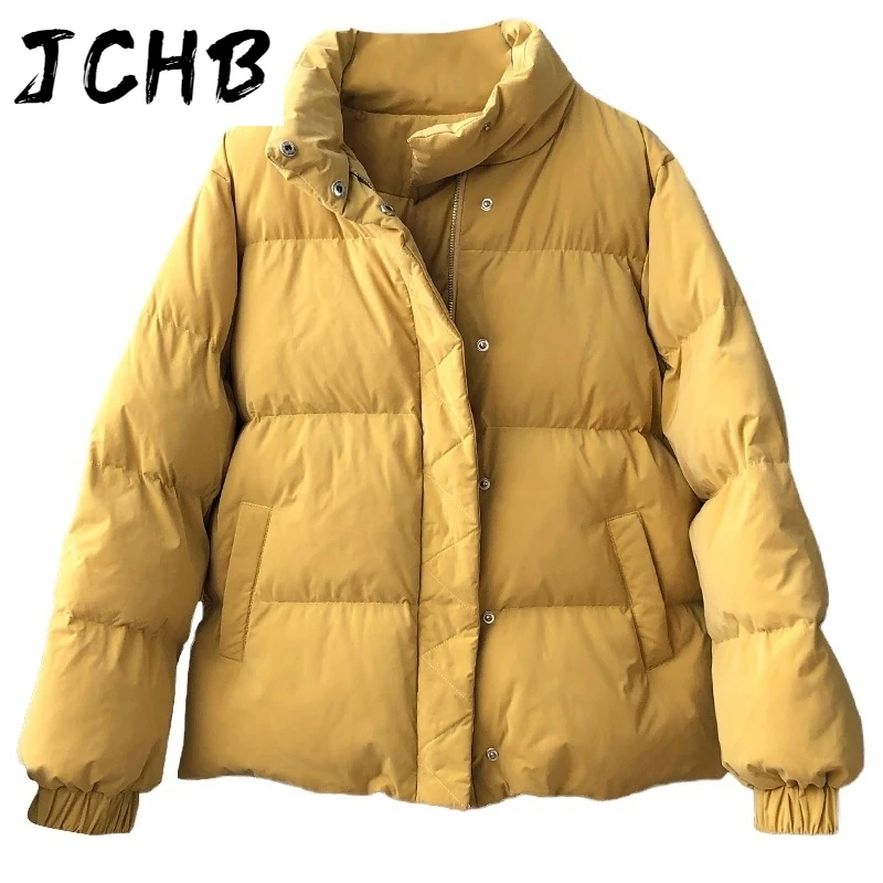 

JCHB 2021 Winter New Thicken Women Parka Coat Harajuku Loose Solid Cotton Down Jacket For Women Casual Warm Fashion Cotton Coat
