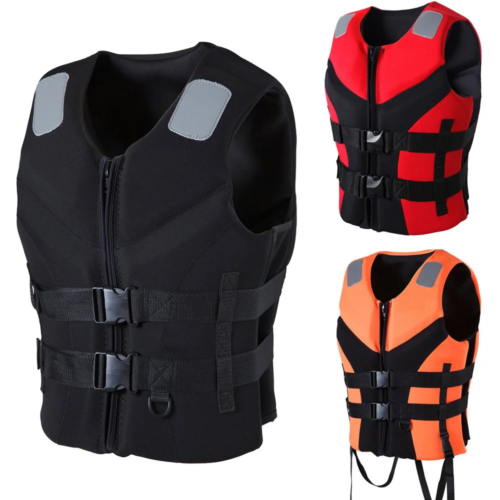 Женские и мужские неопреновый спасательный жилет Размеры S-3XL черный красный