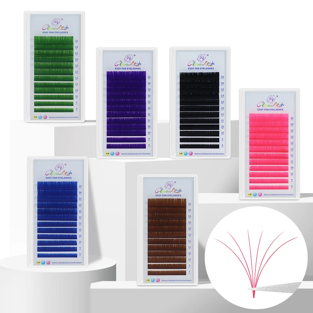 

GLAMLASH Pink Easy Fanning False Eyelash Extension for Lash Building Auto-blooming DIY 2D/3D/4D/6D/10D Voluming Lash Extension