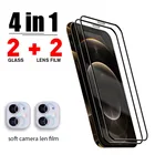 Закаленное стекло 4 в 1 для iphone 12 Pro Max 12 Mini 11 Pro, Защитное стекло для экрана iPhone 12 Pro, XR, X, 8 Plus, 7 Plus, полное покрытие