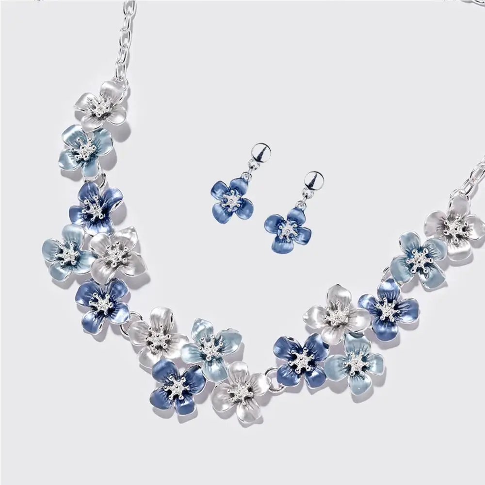 Модные эмалированные цветочные ожерелья наборы для женщин цепочки девушек колье