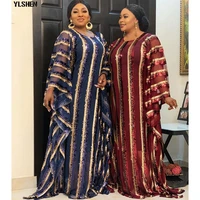 4 colors african dresses for women plus size dashiki full sequined african clothes abaya dubai muslim dress africa boubou robe