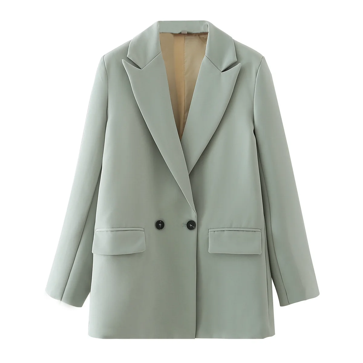 Women Pink Green Work Double Breasted Blazers and Jackets Office Lady Autumn Khaki Brown Suit Business Female Blazer Coat