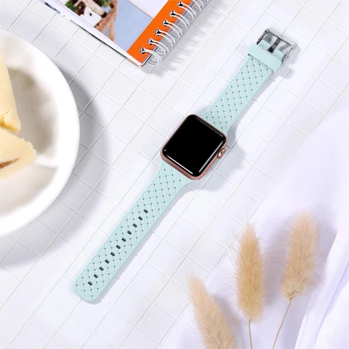 Силиконовый ремешок для apple watch 5 ремешок 44 мм 40 мм iwatch ремешок 42 мм 38 мм тканый узор ремешок для часов apple watch браслет 4 3 2 1 - Цвет ремешка: B-2