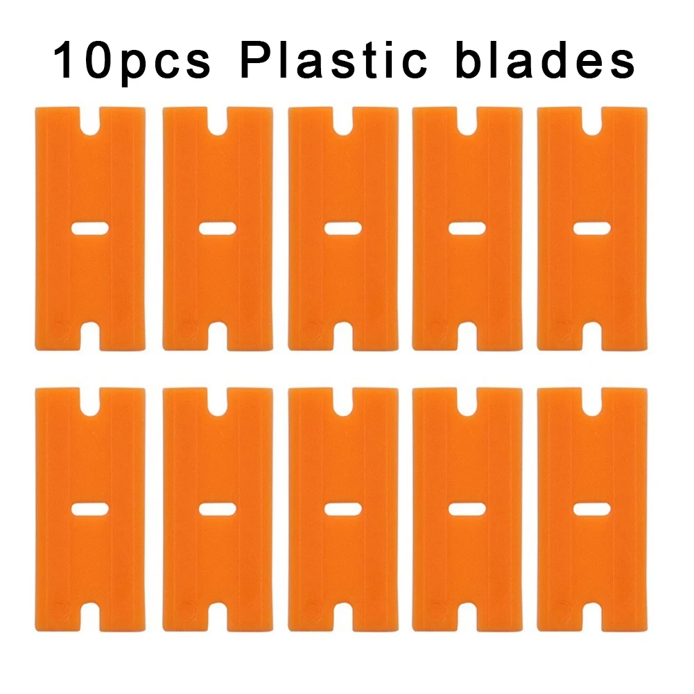 

11pcs Razor Scraper Blade Plastic Handle Edged Sticker Removal Cleaning Tool Scraper Plastic Blade Hang Tools High Quality