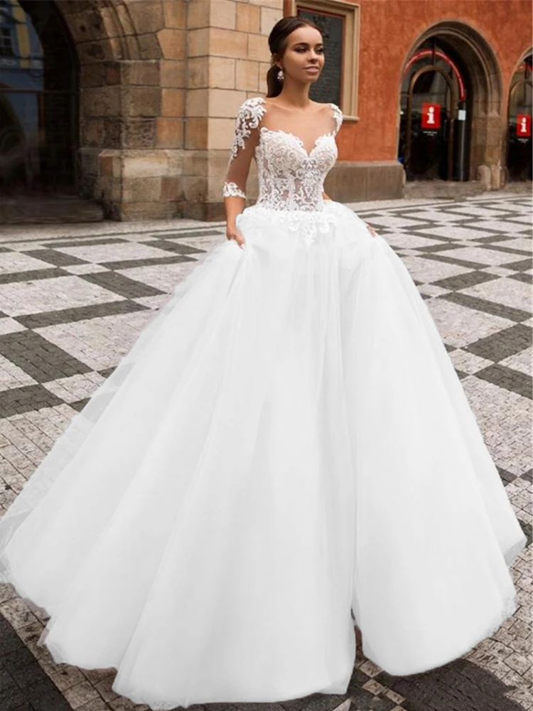 Smileven A Line свадебное платье-бохо Свадебные платья полупальто арабский Vestido De Noiva Свадебные платья Турция Стиль - Цвет: white color