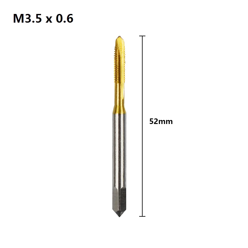 1 шт. HSS M2/M2.5/M3/M3.5/M4/M5/M6/M8 винтовой кран титановое покрытие сверло метрический ручной кран Прямой Флейта Резьба Кран - Цвет: M3.5x0.6