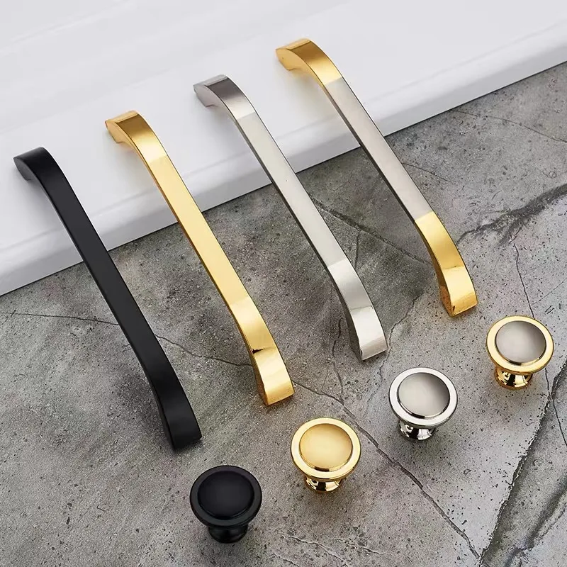 

Cabinet Drawer Door Pull Handle Round Knob Zinc Metal Black Gold Silver Home Kitchen Closet Wardrobe Cupboard Furniture Hardware