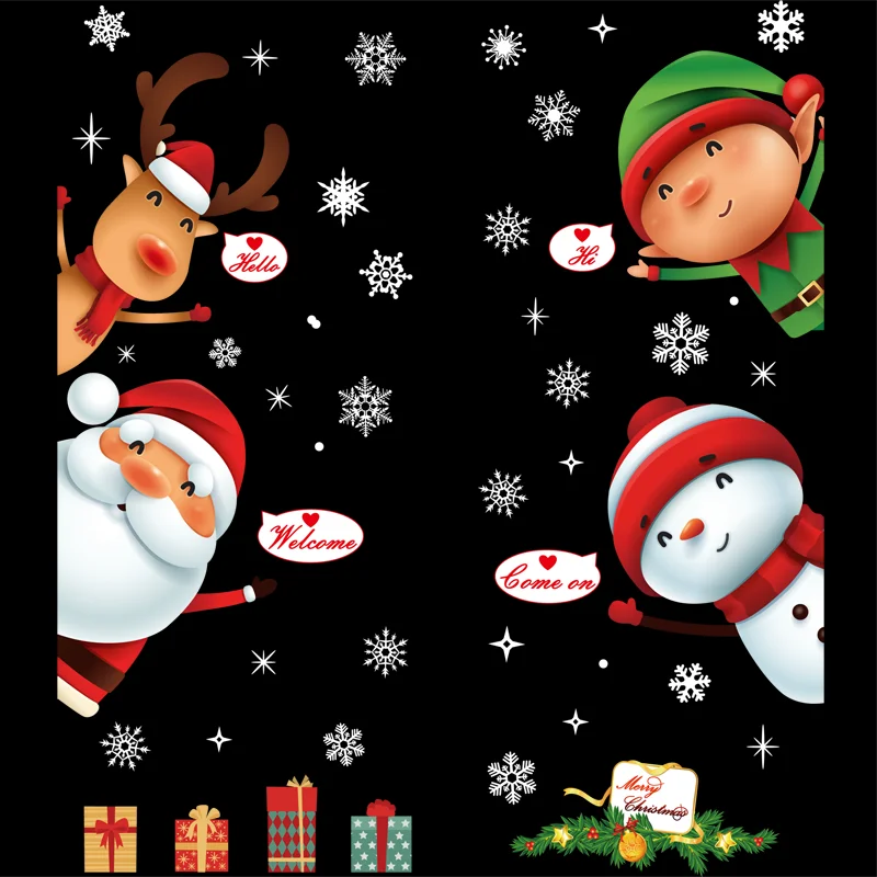 

2020 Merry Christmas Window Stickers Christmas Decorations For Home Wall Glass Stickers New Year Home Decals Decor D98675