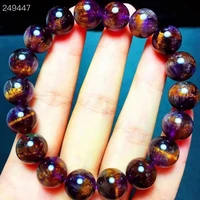 natural cacoxenite gold rutilated quartz bracelet 11 5mm cat eye women clear round beads genuine aaaaaa