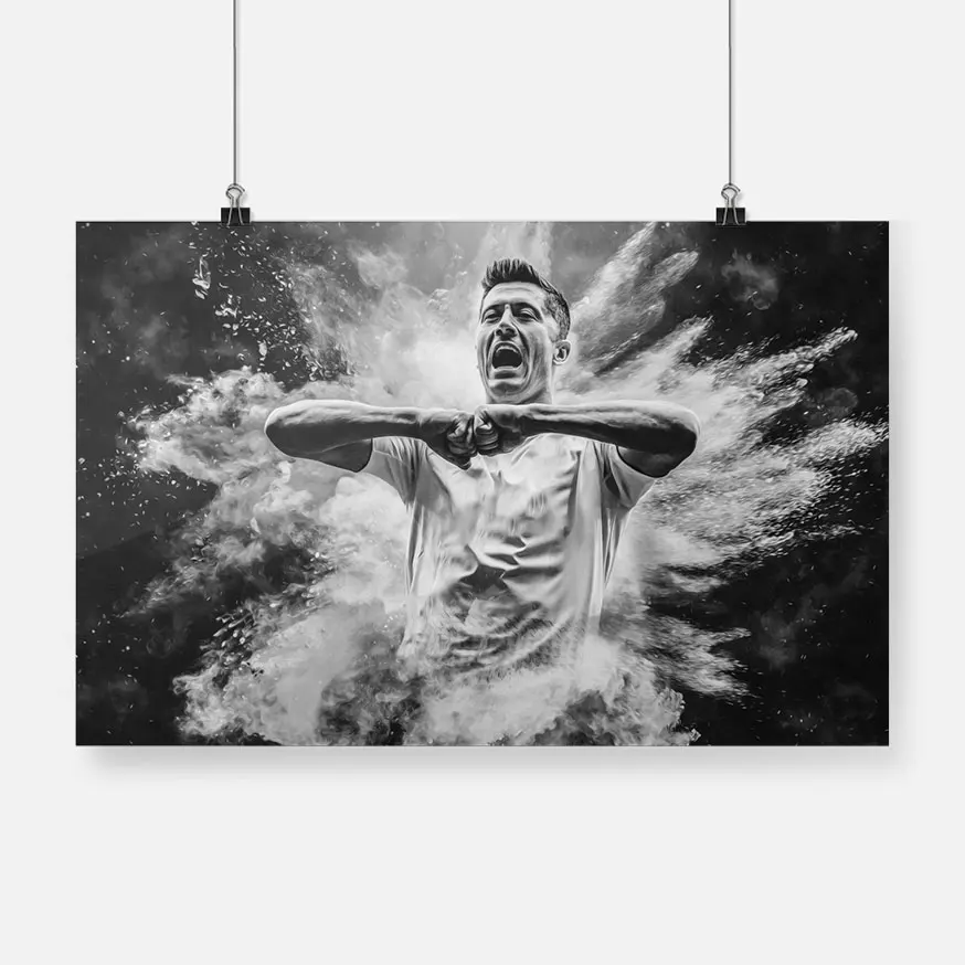 

Robert Lewandowski Poster Wooden Frame Canvas Wall Art Decoration prints for room Home bedroom Framed decor Painting Decorative