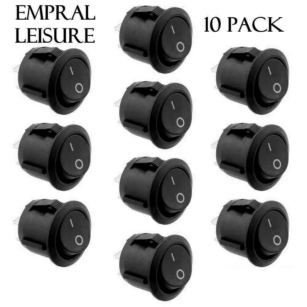 

10PCS 12V Round Rocker Switch ON/OFF 2 Pin SPST Camper Van Caravan Motorhome For Lights Rocker Switches