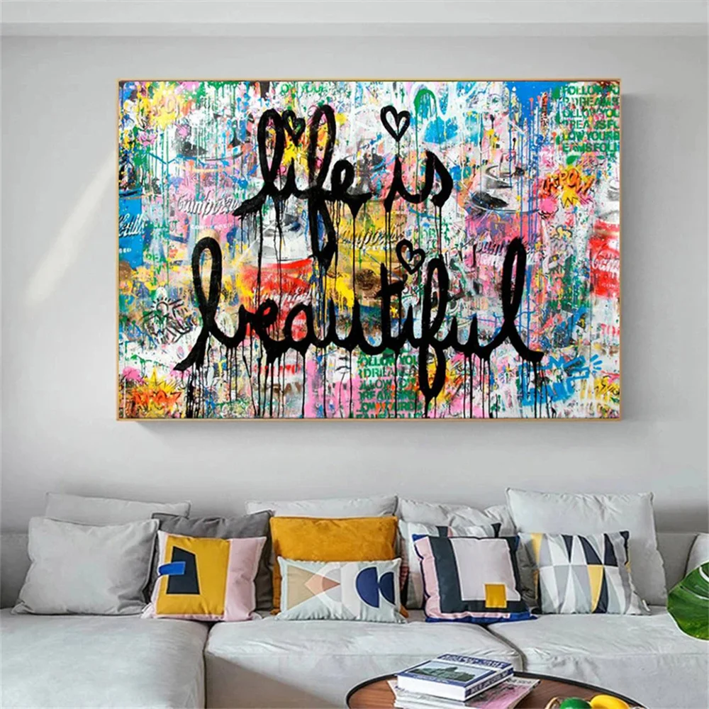 

Street Letters Graffiti Art Print Abstract Oil Painting on Canvas watercolor Posters Wall Art For Living Room Sofa Home Decor