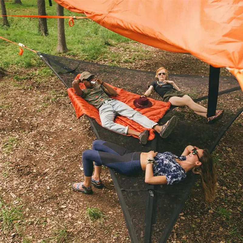 

Multi Person Portable Hammock 3 Point Design Portable Hammock Multi-functional Triangle Aerial Mat Convenient Camping Sleep