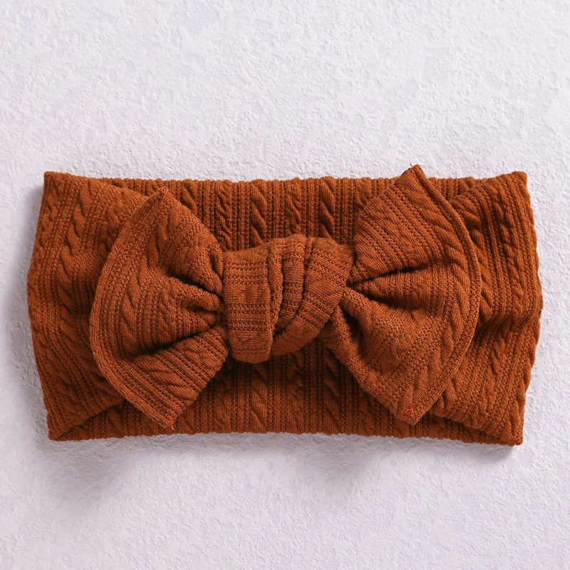 

Children Hair Accessories Solid Color Knot Bow Headband Baby Head Wrap Elastic Turban Hairband Knitted Striped Fabric Headwear