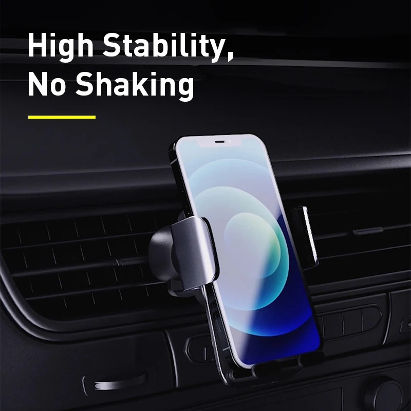 baseus car clamp phone holder air vent mount for iphone samsung huawei car holder stand vertical and landscape stable holder free global shipping
