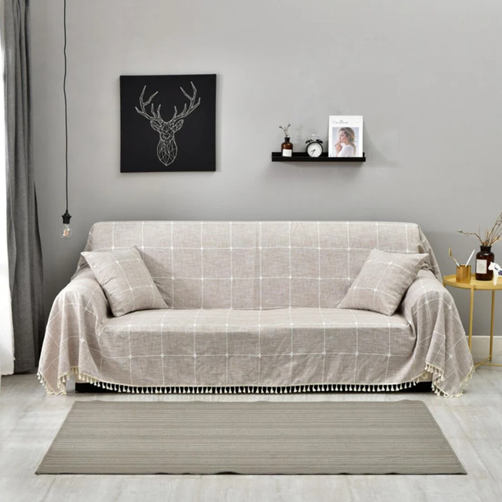 

Full Protective Sofa Cover Funda Couch All Seasons Universal with Lace Trim for Living Room