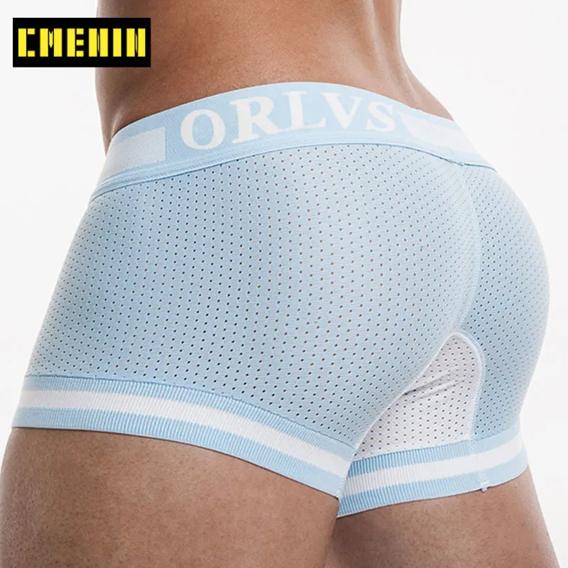 Трусы боксеры мужские сетчатые хлопковое нижнее белье дышащие шорты пикантные