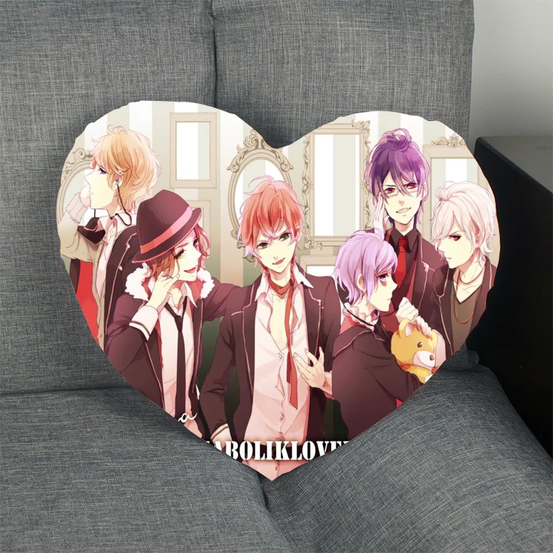 Новое поступление на заказ DIABOLIK LOVERS молнии наволочка сердце Форма атласная ткань