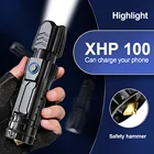 Мощный светодиодный фонарик XHP100, тактический фонарь с аккумулятором usb, 2021, подарок на Новый год, ручная лампа XHP90 с зумом, светильник
