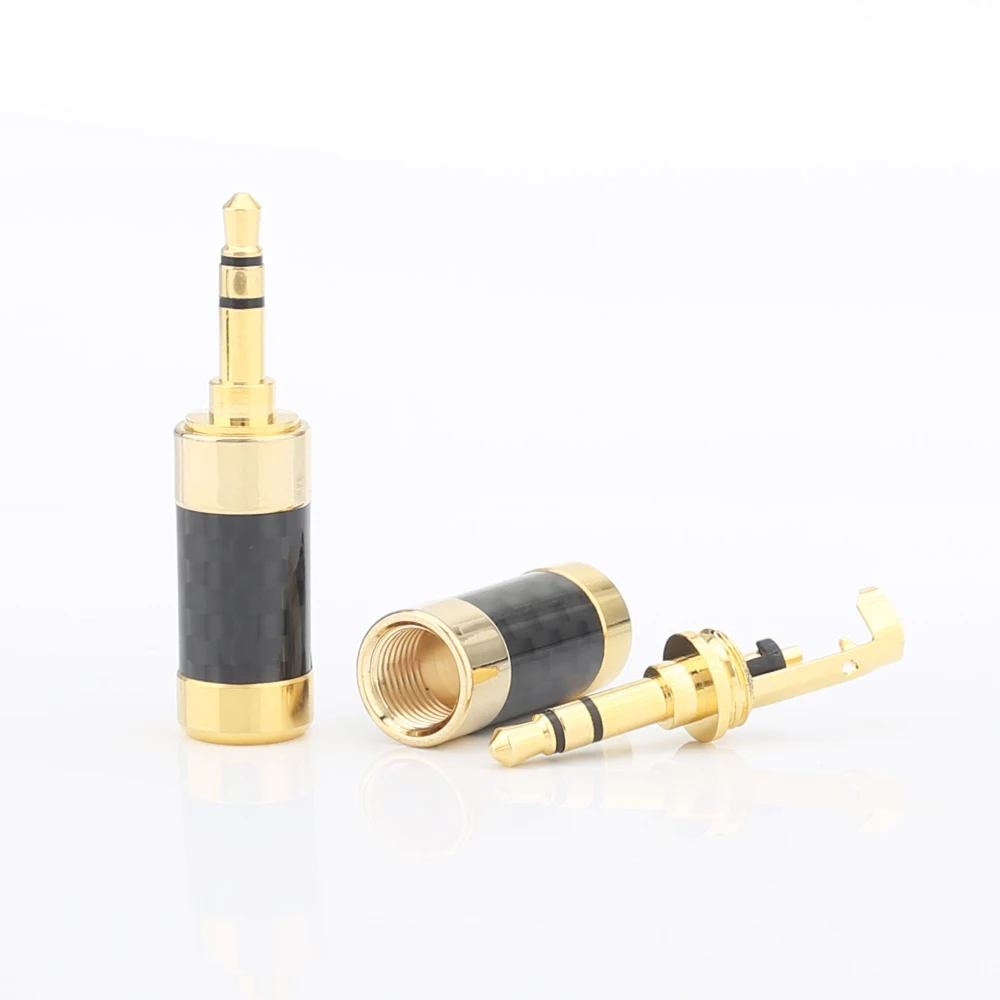 2pcs Audiocrast HP004 Gold Plated Straight 3.5mm Stereo Mini Plug Connector Carbon Fiber Earphone