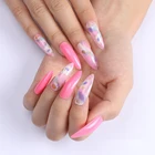 Роскошная золотая фольга, пастельная Радуга, смешанная с розовыми тонкими стеклами, нажимные накладные ногти Fakenails SM17210706
