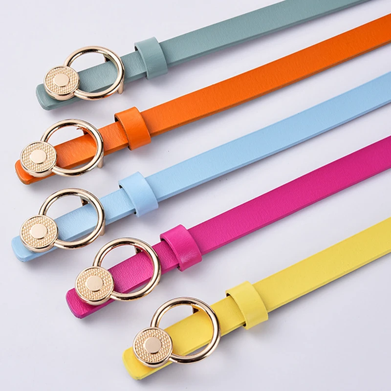 

Trendy Women's Genuine Leather Belt All-Match Light Body Round Buckle Luxury Circle Pin Black Belts For Women Casual Dress Strap