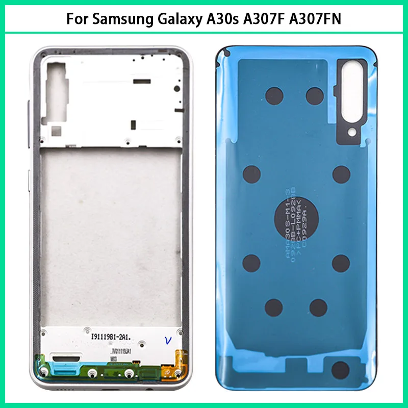 Для Samsung Galaxy A30s A307 A307F A307G пластиковая батарея задняя крышка дверь A30S средняя рамка