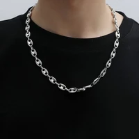 high quality metal punk coffee bean chain necklace bracelet necklace set men silver color fashion trend jewelry set