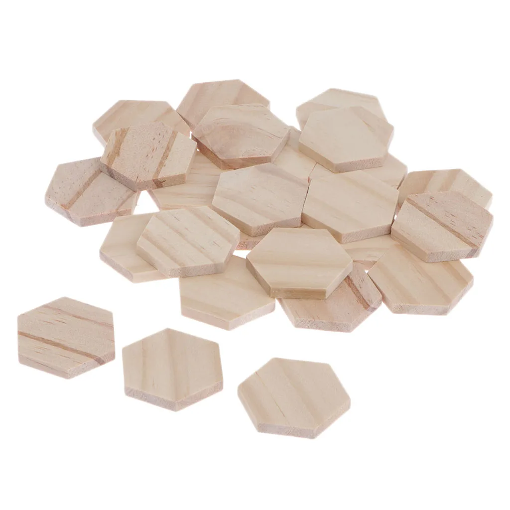 Необработанные деревянные шестигранные чипы с вырезами 38 мм для художественных