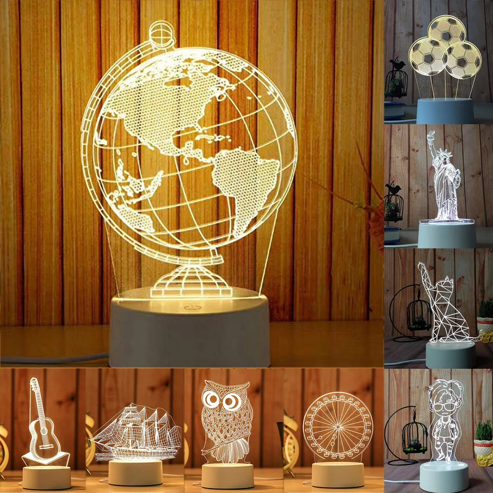 3D USB акриловый ночник настольные шары светильник ильники лампы шар спальня офис