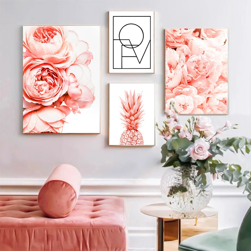 Настенный постер в скандинавском стиле с изображением пионов настенные картины