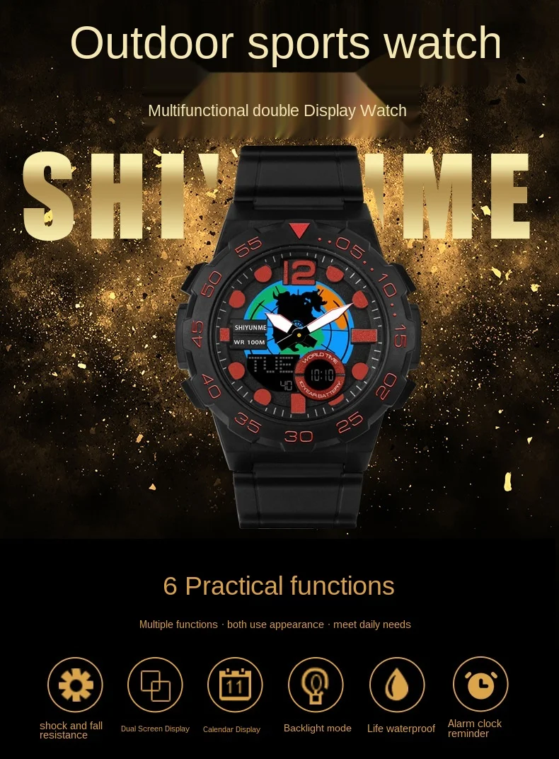

2021 designer new trend high quality waterproof pin buckle dual display electronic watch men's/women's sports luminous watches