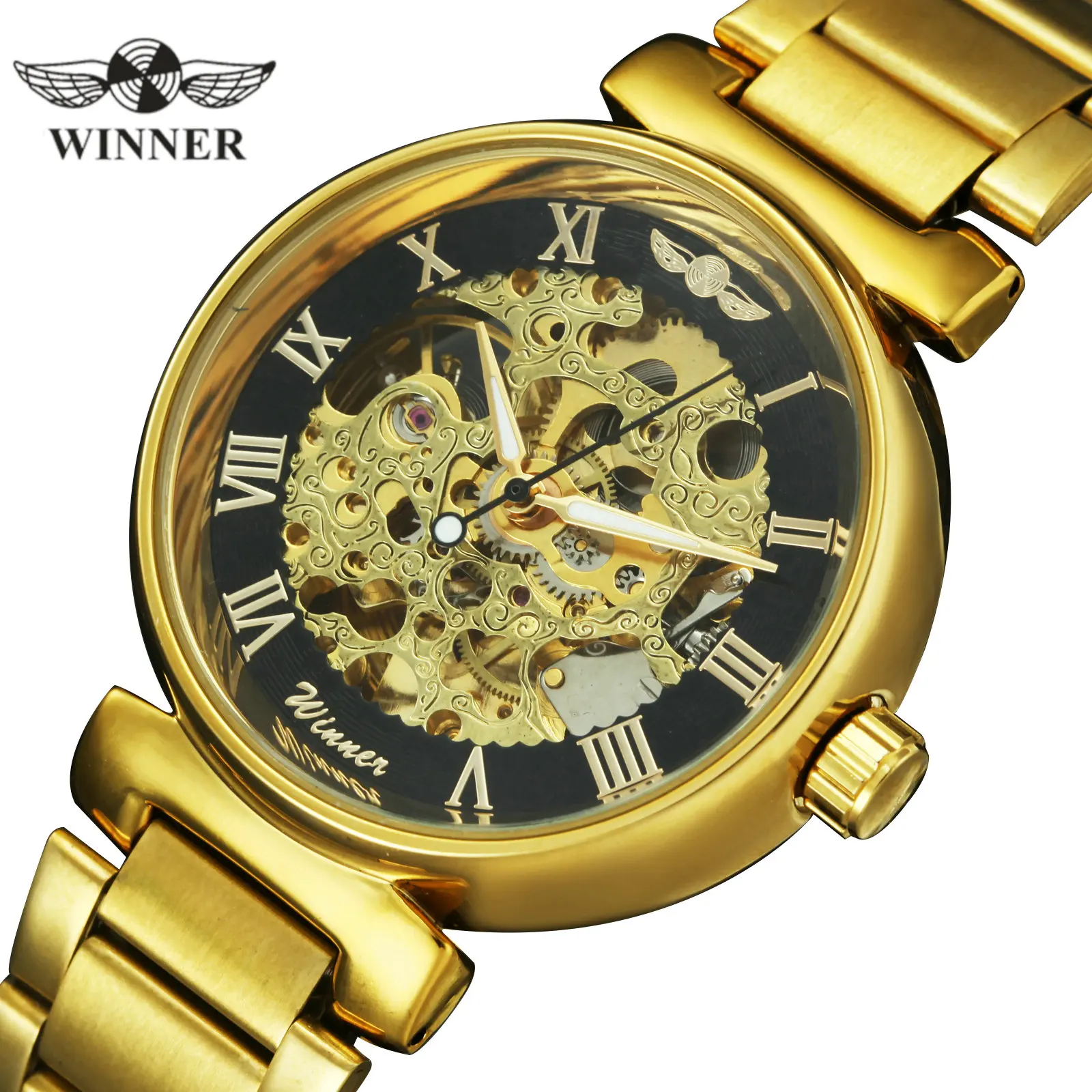 Часы скелетоны женские механические Автоматические из нержавеющей