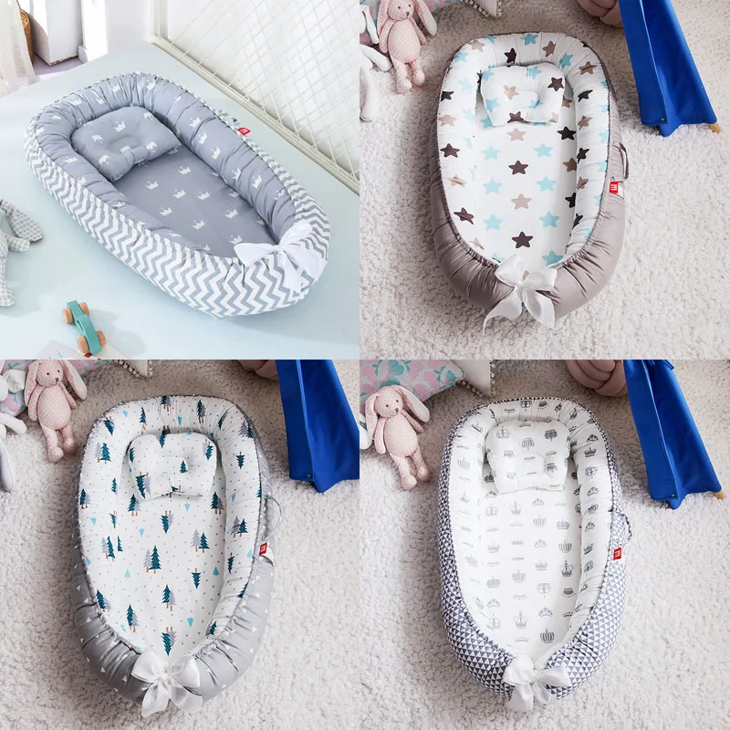 Переносная съемная и моющаяся кроватка с подушкой для новорожденных кровать