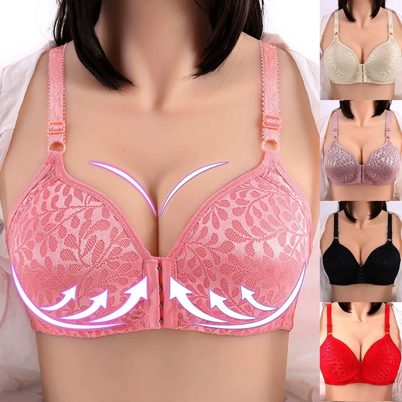 Женский бюстгальтер с цветочным рисунком на пуговицах спереди удобный Пушап